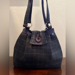 Unique Dark Navy Blue Plaid Women's Shoulder Bag